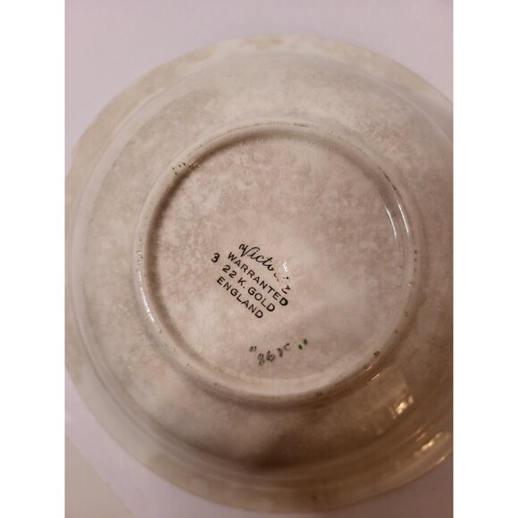 Vintage Antique Victoria China Warranted 22 Kt Gold 10” Bowl - Picture 10 of 11